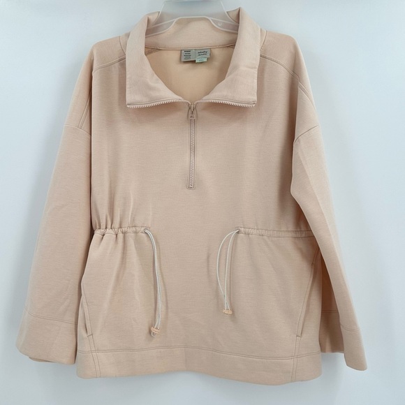 Anthropologie Tops - Saturday Sunday by Anthropologie Quarter Zip Light Peach Drawstring Top Size S